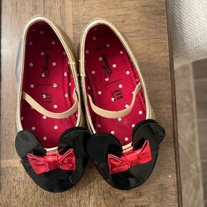 Gap Baby Girl Toddler Minnie Mouse Ballet Flats Shoes Gold/Blk/Red size 6